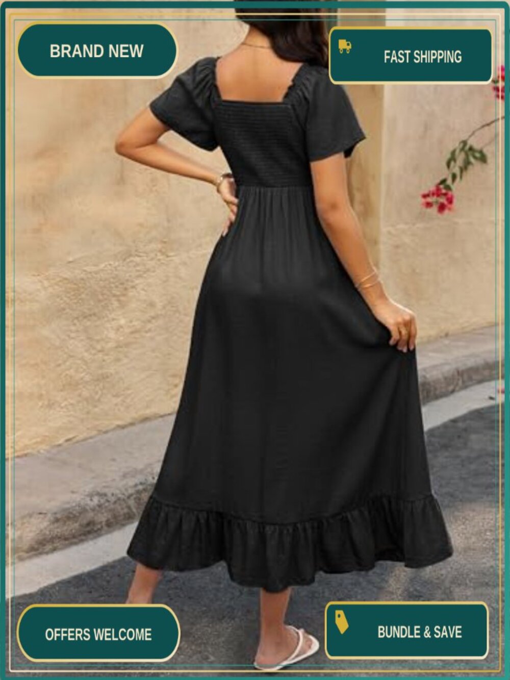 Elegant Flowy A-Line Maxi Dress for Women Wedding Guest - Picture 2 of 6